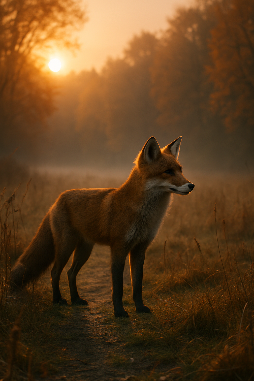 alt:=renard immobile incarnant le guet, la lucidité et la ruse