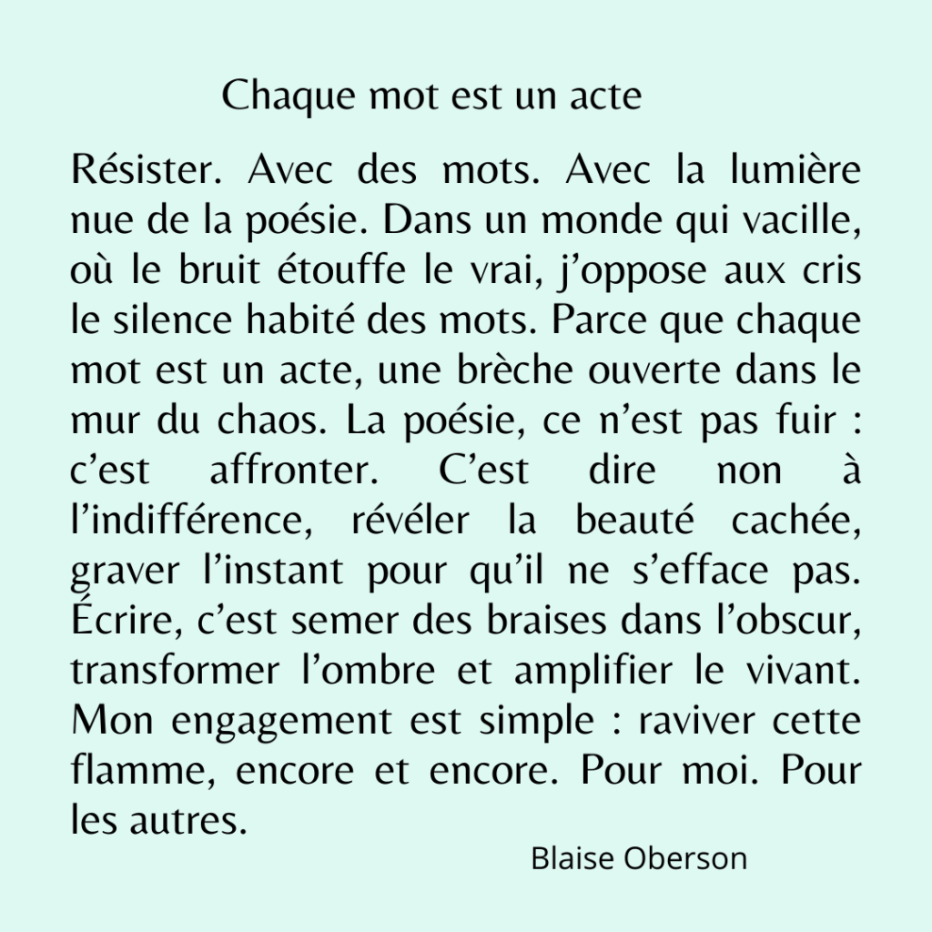 C'est un texte qui veut redonner de l'espoir à travers les mots et la poésie 