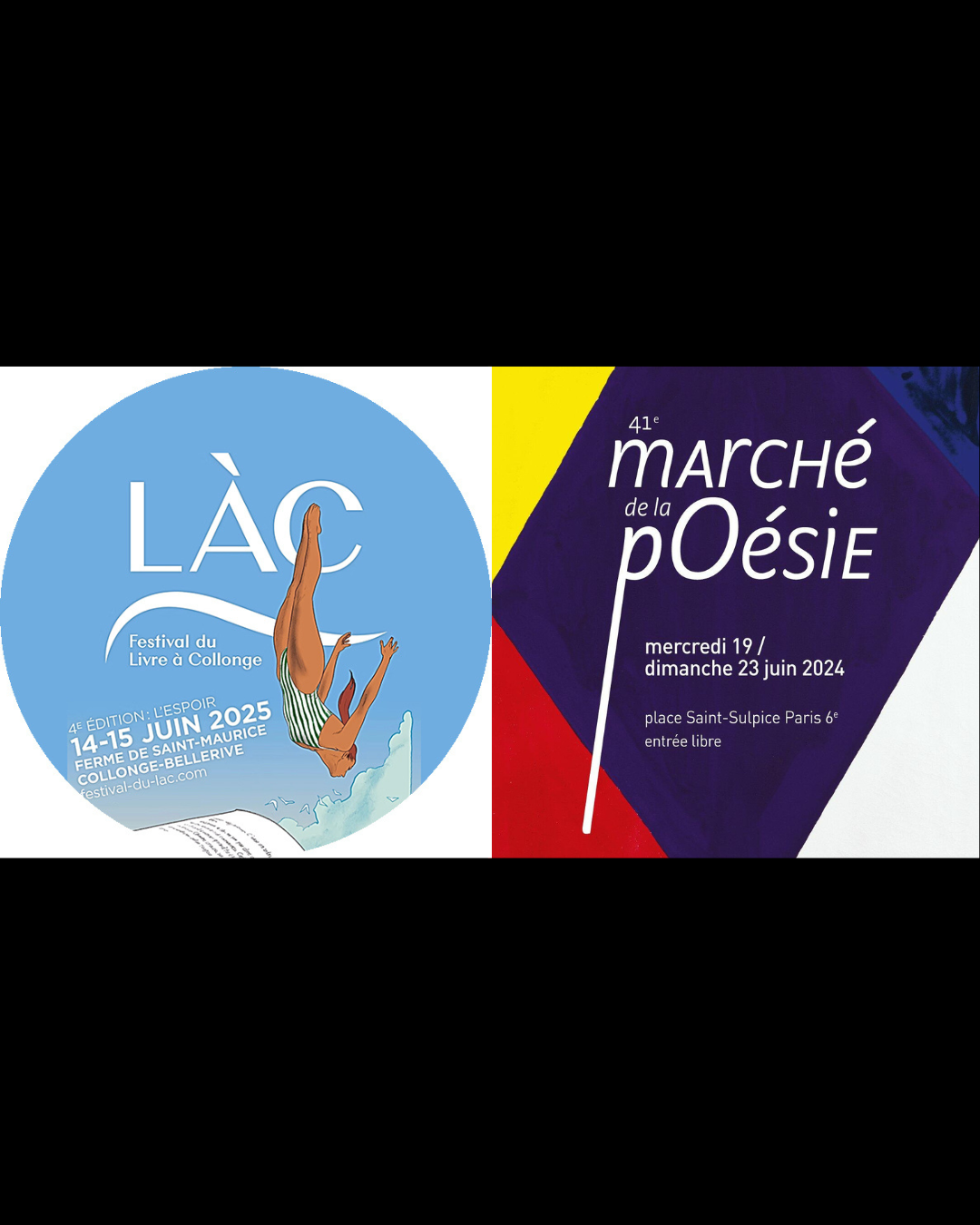 Flyer de deux festivals poétiques et littéraires à Genève et à Paris