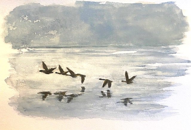 Alt : = Aquarelle lumineuse de Pascale Chervaux — illustration poétique du recueil Impossible Nuit de Blaise Oberson