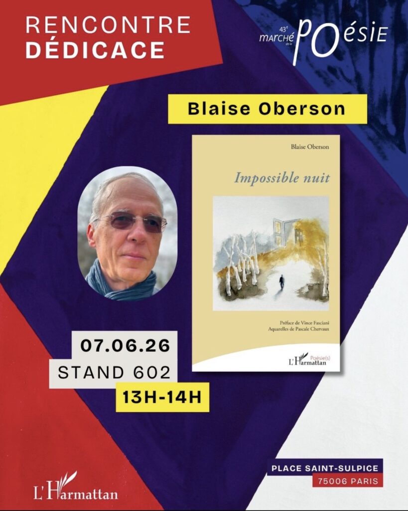 Blaise Oberson dédicace son dernier livre Impossible Nuit au marché de la poésie de Paris